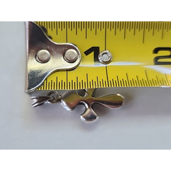 925 Sterling Silver Puffy Cross Pendant Vintage - Picture 8 of 10